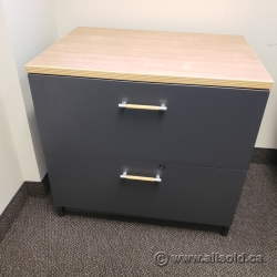 30" Artopex Grey 2 Drawer Lateral File Cabinet w/ Light Tone Top